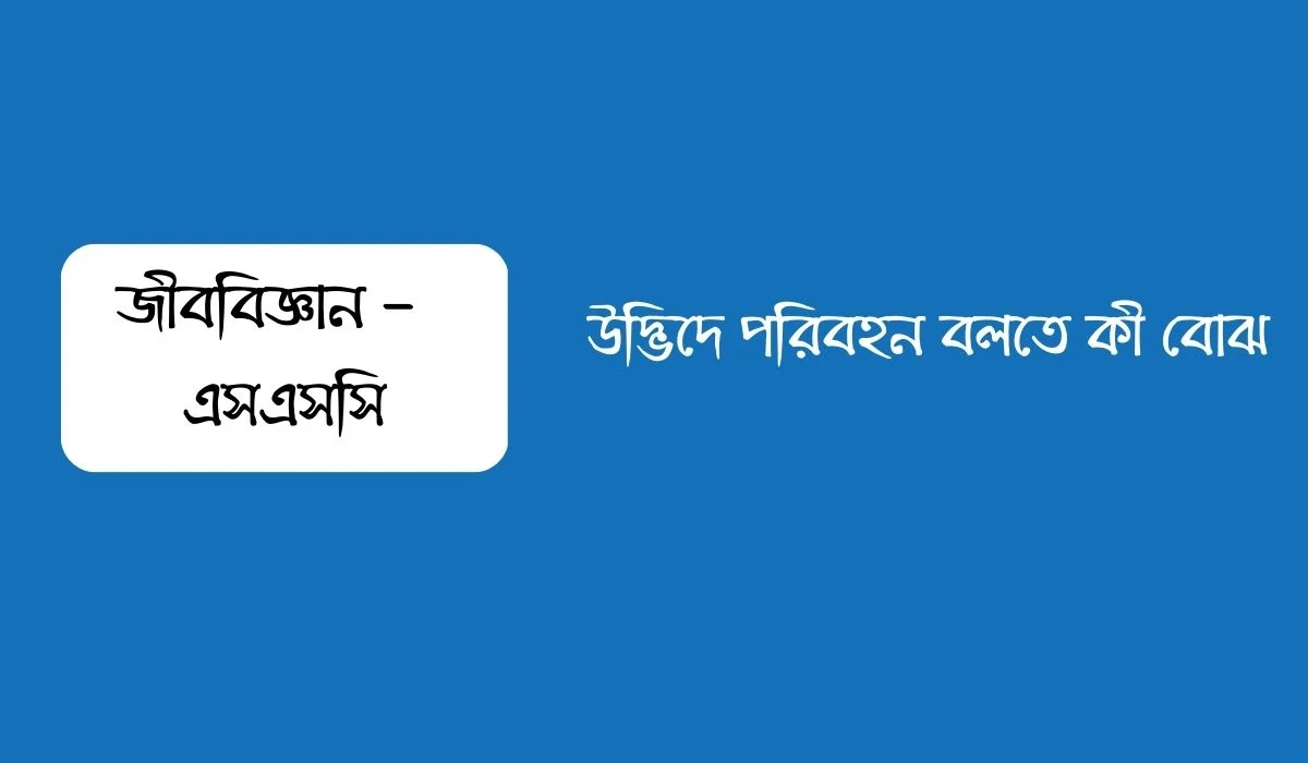 উদ্ভিদে পরিবহন বলতে কী বোঝ