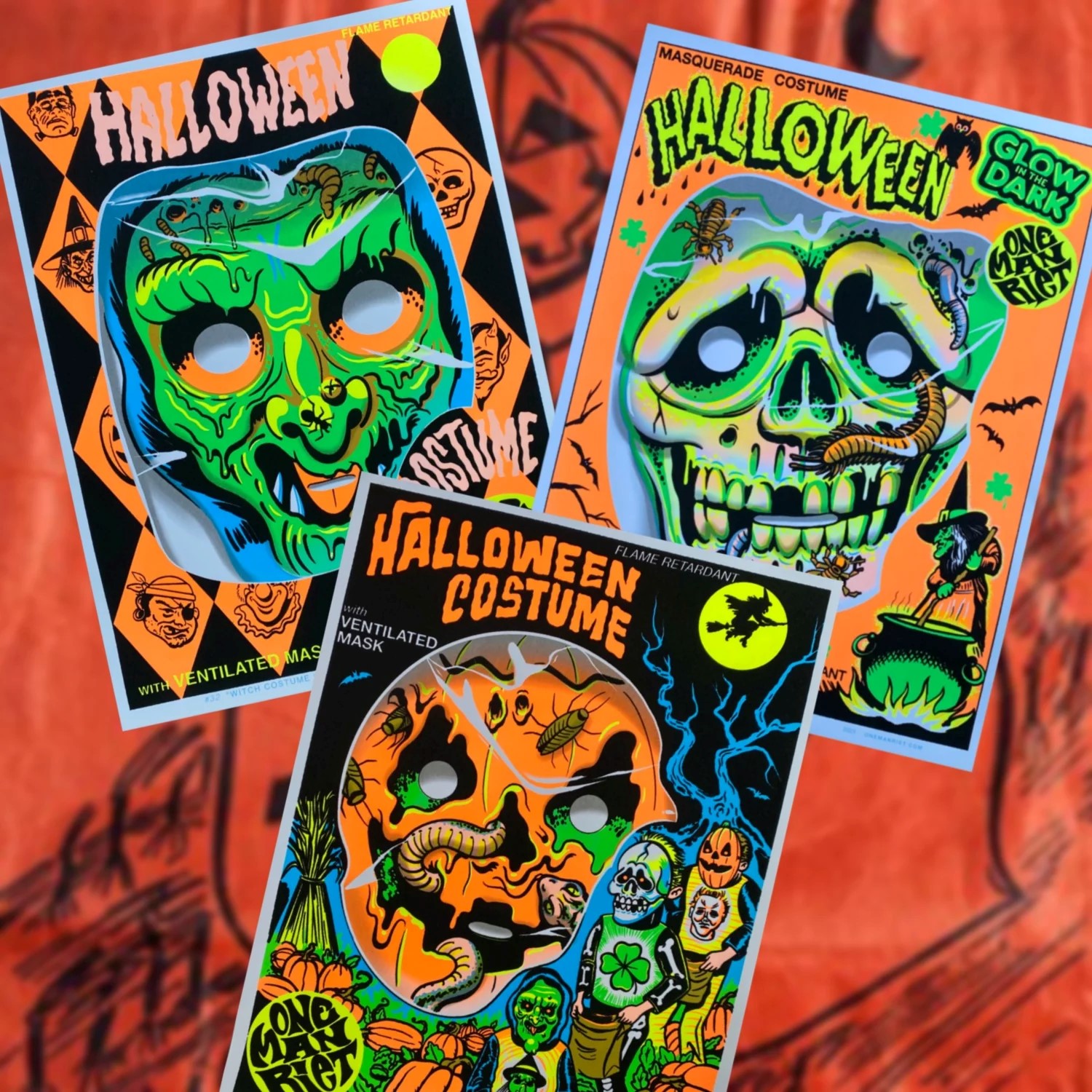 Halloween III Silver Shamrock Pumpkin Mask With Glow In The Dark