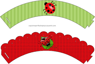 Ladybugs Free Printable Cupcake Wrappers. 