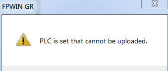 PLC is set that cannot be upload