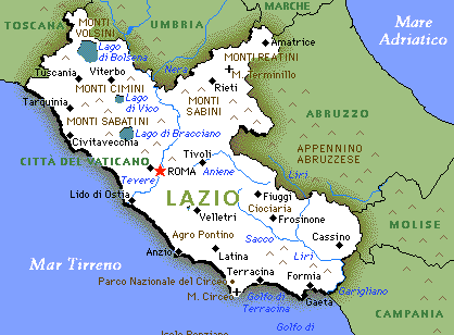 Lazio Map Political Regions | Italy Map Geographic Region ...