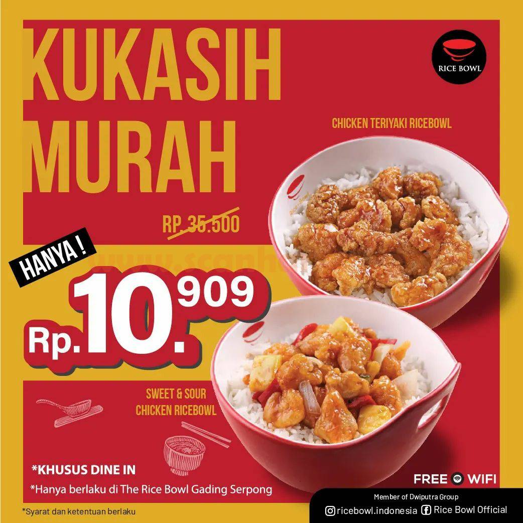 RICE BOWL Promo KUKASIH MURAH harga Menu Cuma Rp 10.909