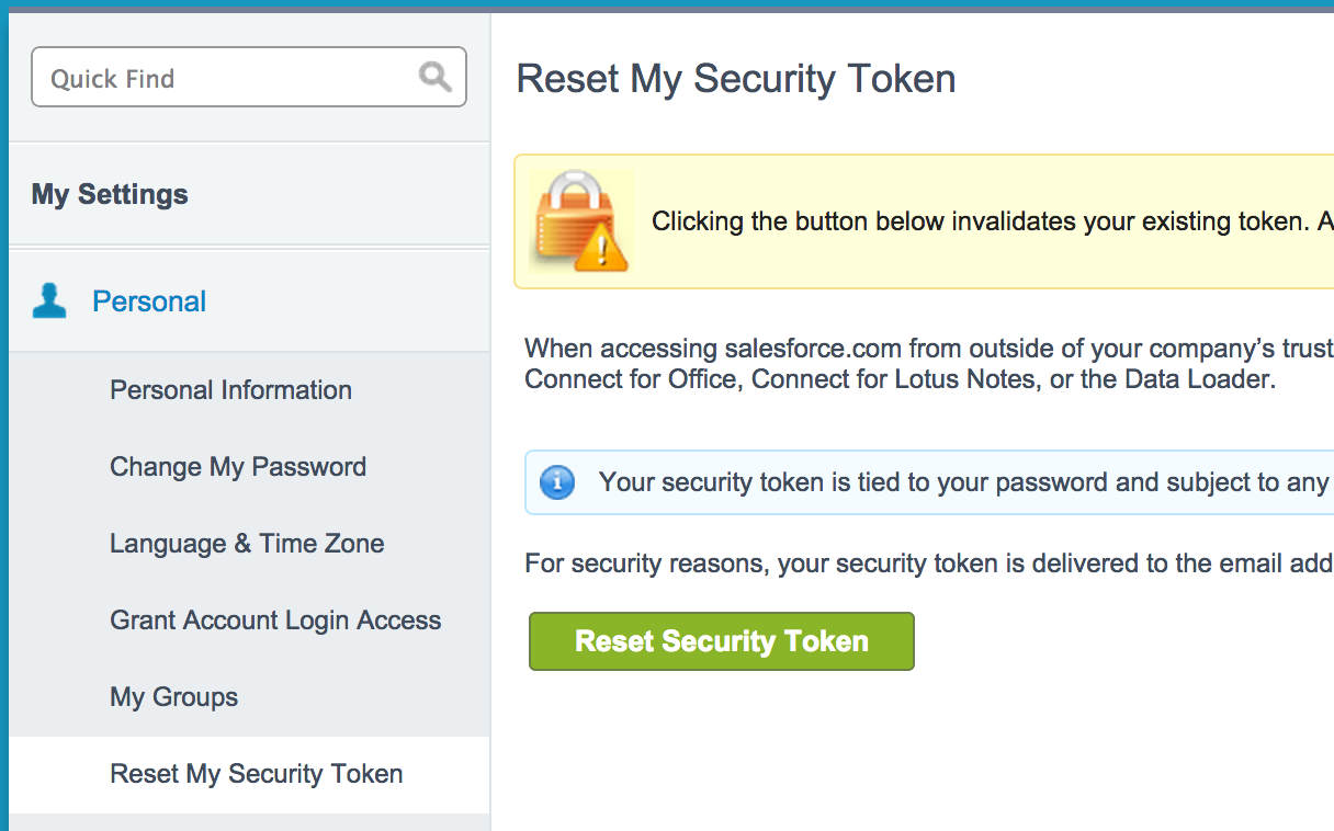 Reset your Security Token