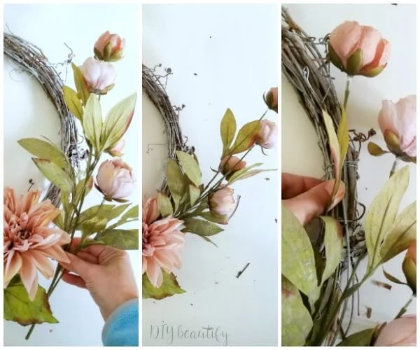 wire florals to wreath form