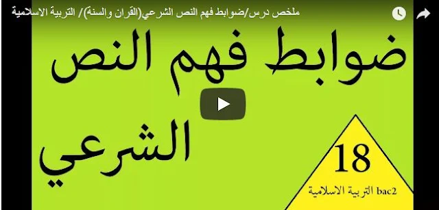 ملخص درس:ضوابط فهم النص الشرعي(القران والسنة) الثانية بكالوريا