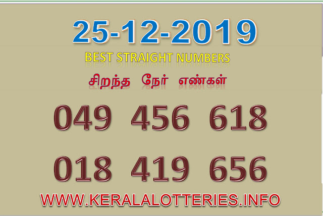 KERALA LOTTERY RESULT BEST STRAIGHT NUMBERS 2019.12.24 STHREE SAKTHI SS-189