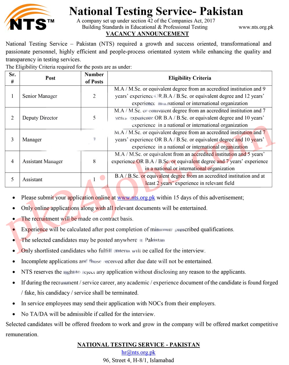 NTS Jobs 2022 – Today Jobs 2022