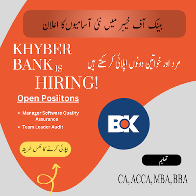 Bank Of Khyber Bok jobs