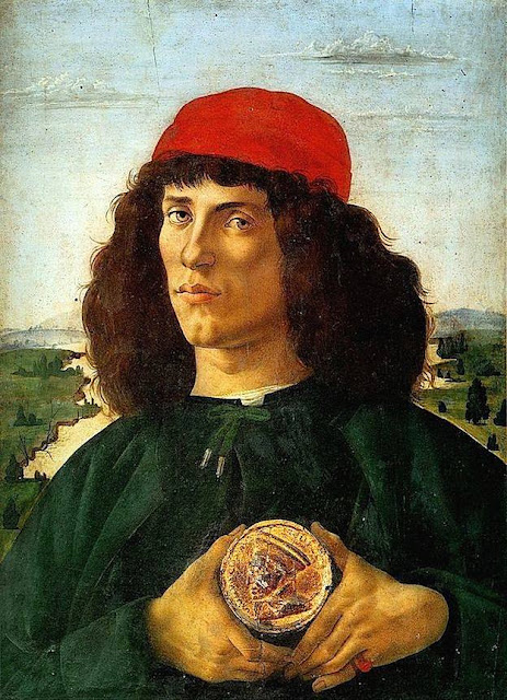 Sandro Boticelli (1445-1510)  Portrait d'homme avec médaille de Cosme l'Ancien Uffizi, Firenze