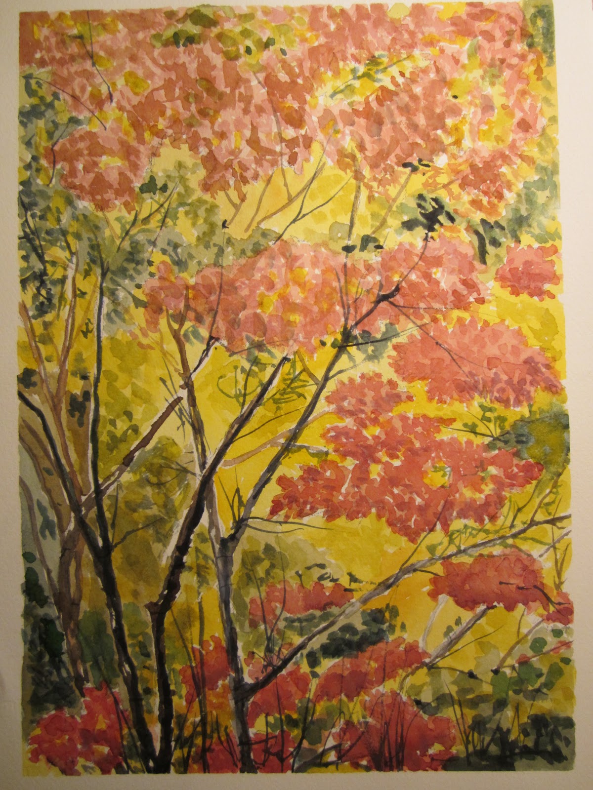 Scattate foto di paesaggi d autunno e provate gli acquerelli con il contrasto ottenuto con colori caldi e colori freddi