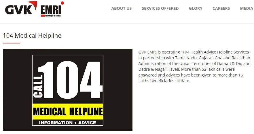 GVK EMRI ' “104 Health Advice Helpline Services”