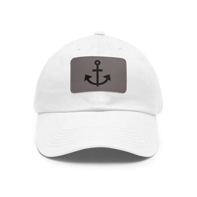 Dad Hat with Leather Patch Cross Anchor