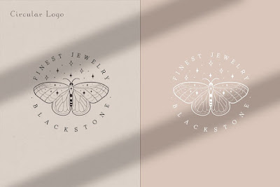 Pre-made Logo Template + Packaging. Moon Butterfly Brand Logo Design for Blog or Small Business