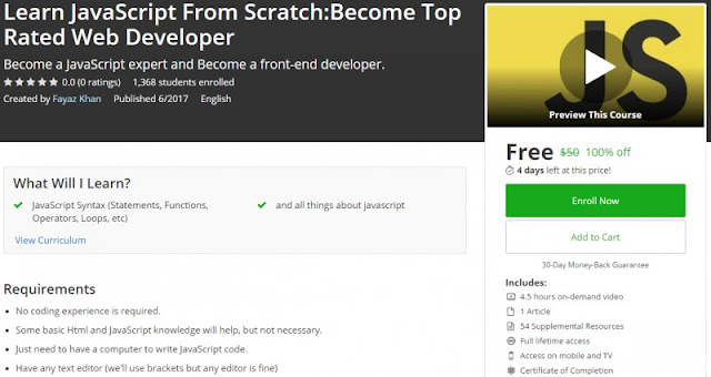 [100% Off] Learn JavaScript From Scratch:Become Top Rated Web Developer| Worth 50$