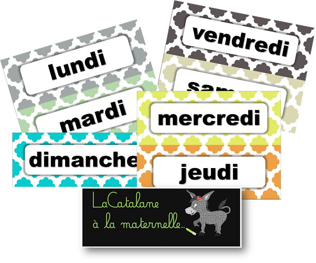 Jours de la semaine - étiquettes script calendrier perpétuel (LaCatalane)