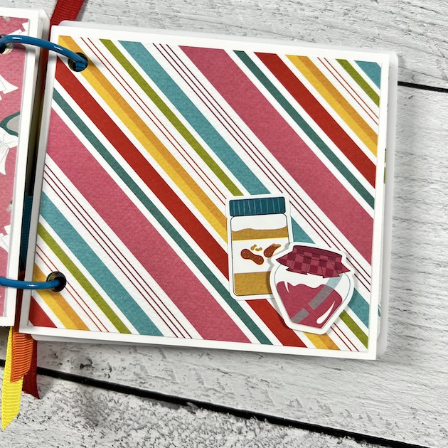 Little Chef Scrapbook Album Page with stripes & peanut butter & jelly