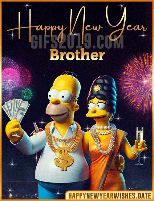 Homer Simpson New Year gif for Brother