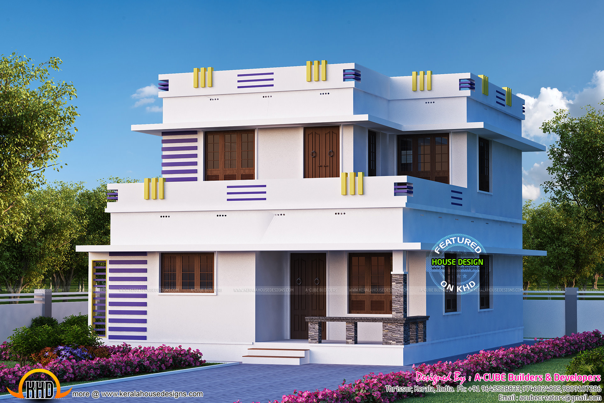 1592 sq ft flat  roof  home  with 3  bedrooms  Kerala home  