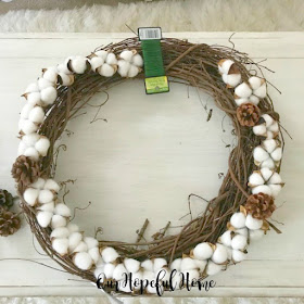 cotton boll pine cone floral wire garland wreath