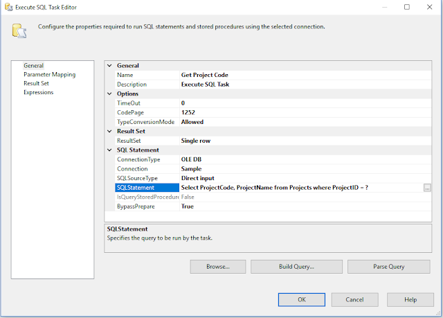 SSIS SQL Task Editor