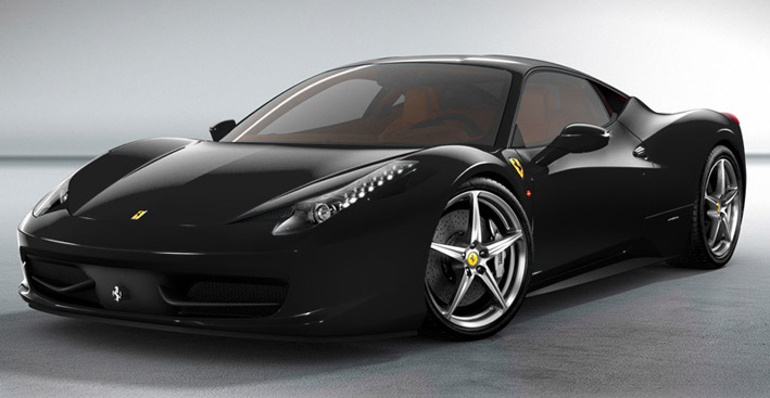 The Ferrari 458 Italia This sexy black high performance supersport machine