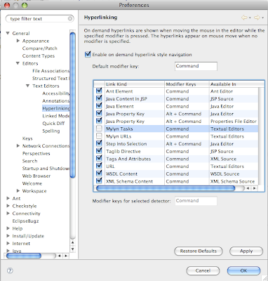 Deselect Mylyn hyperlinking