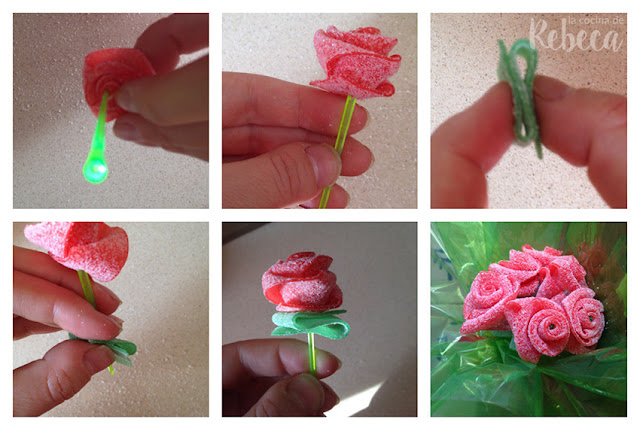 Cómo hacer paso a paso un ramo de rosas de gominola