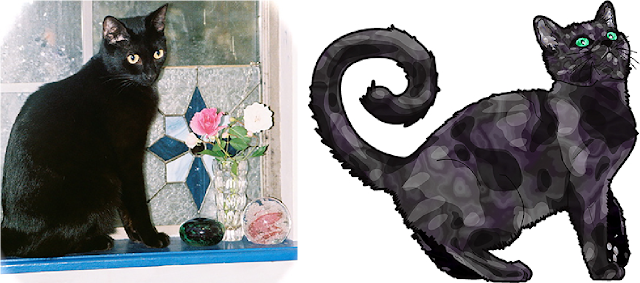 G’s black cat Scrap sits on a windowsill in a 2007 photo. Next to it is Chaz Kemp’s artwork of the cat Tidbit, from “Deep Ellum Pawn.”