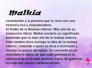 ▷ Significado del nombre Malkia