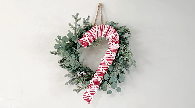 Candy cane on wreath