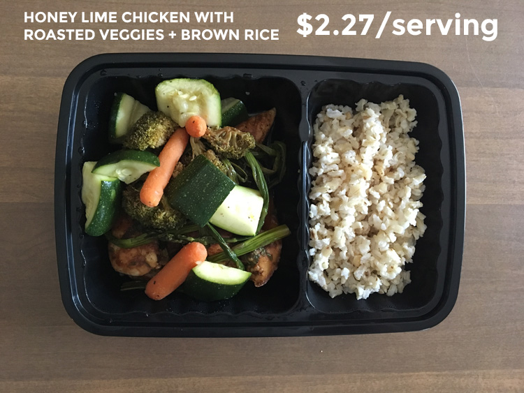 honey lime chicken with brown rice and veggies