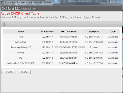 DHCP Table