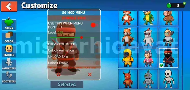 Apk Mod Menu Stumble Guys Unlock All Skin, Emote, Footstep, Bebas Iklan