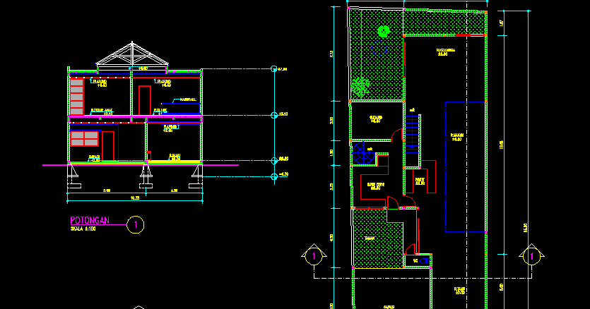 Top Konsep 20 Denah  Rumah Lantai 2 Autocad 