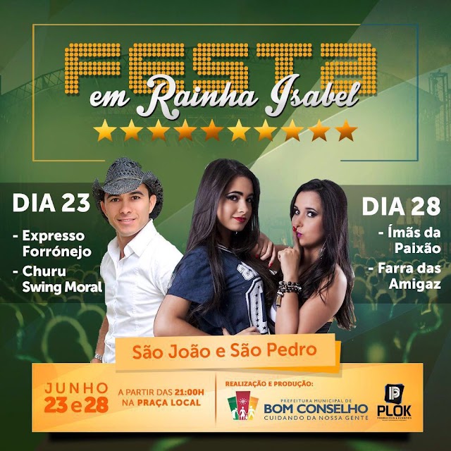 EM RAINHA ISABEL VAI TER FESTA JUNINA NOS DIAS 23 E 28 DE JUNHO