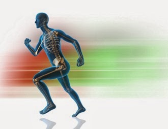 Blue man running
