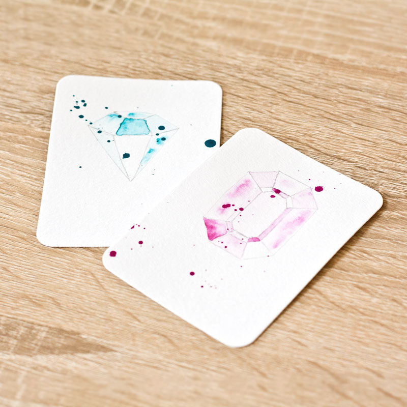 DIY Watercolour Gem project life cards