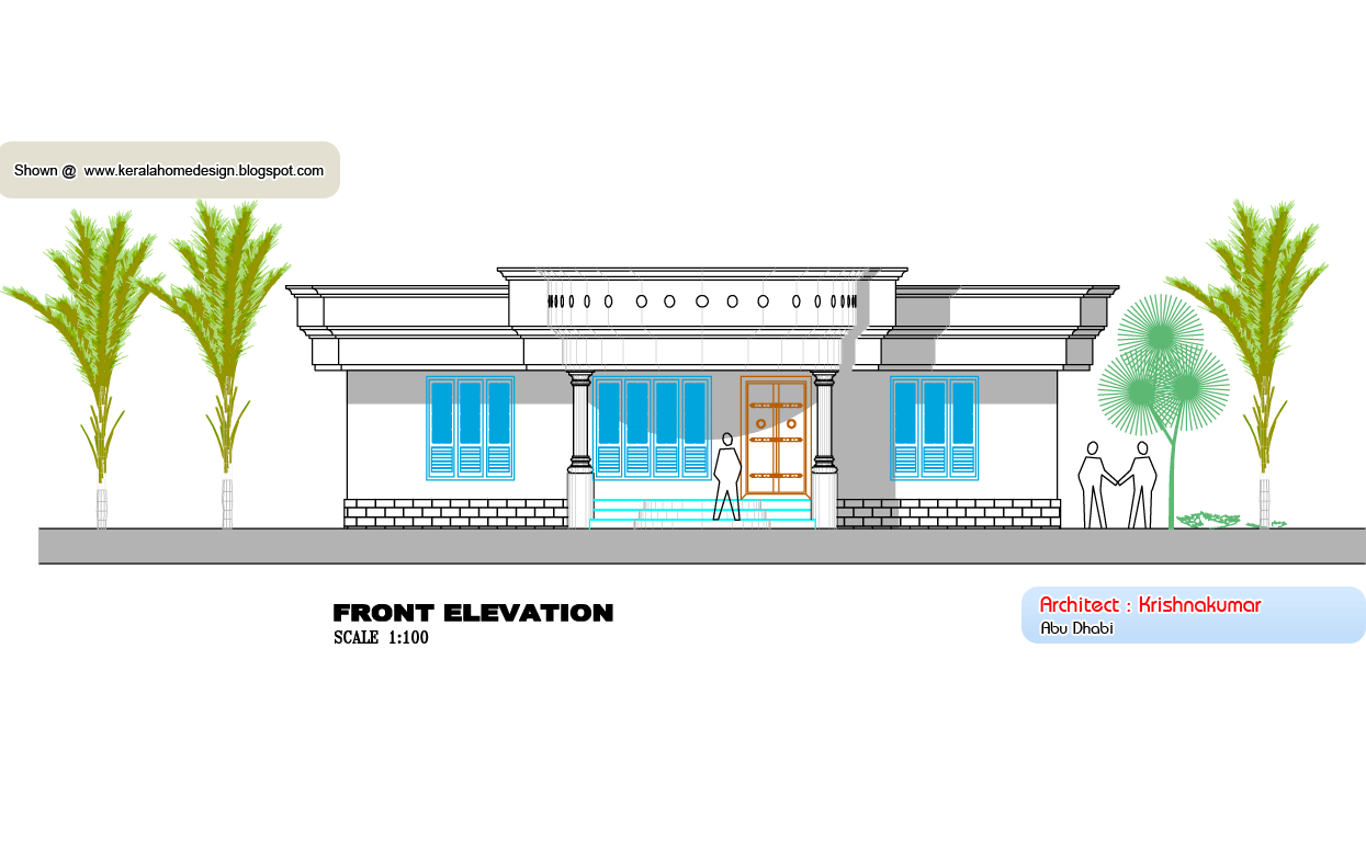 Kerala villa plan  and elevation  1325 Sq Feet home  