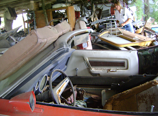 A 1973 Mustang convertible that's Tony clearing space in the shed