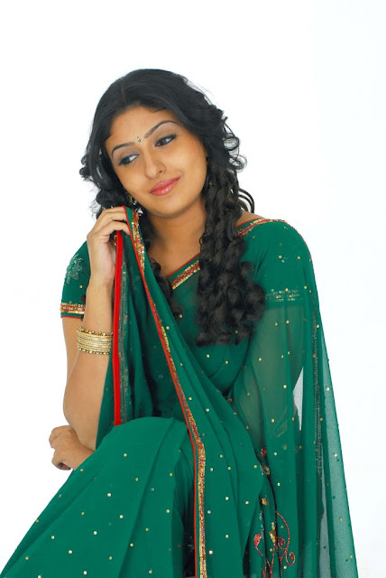 Tamil Actress Monica in Green Saree Photo Shoot Stills