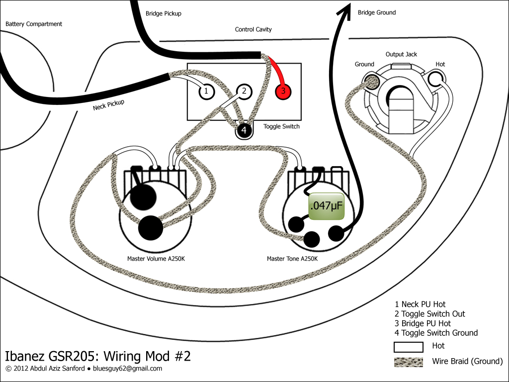 CA Gear Blog: Ibanez GSR205 Wiring Mod #2