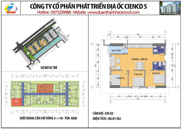 Mặt bằng căn hộ CH02 tầng 3-18 tòa HH02A&B