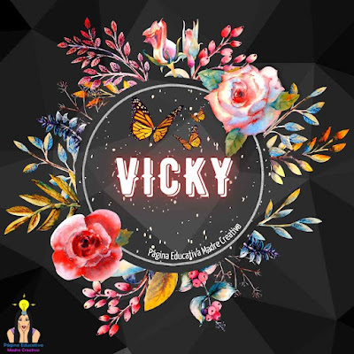 Solapín Nombre Vicky en circulo de rosas gratis