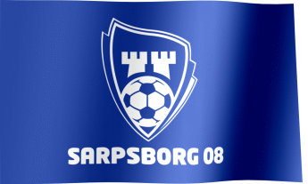The waving fan flag of Sarpsborg 08 FF with the logo (Animated GIF)