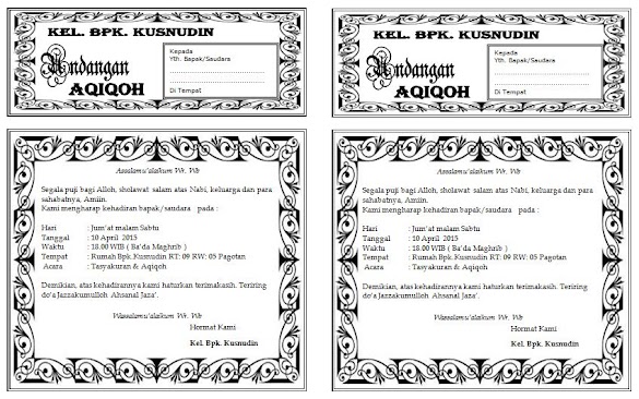 Download Undangan Aqiqah ukuran setengah f4 / folio / HVS 