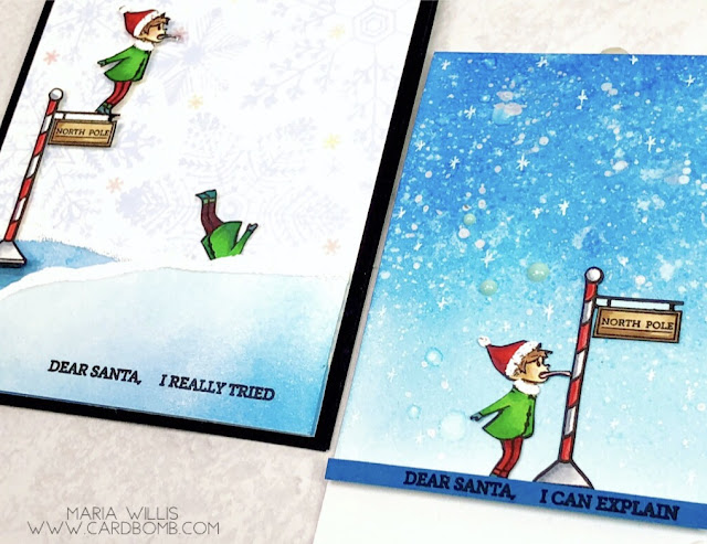 #cardbomb, #mariawillis, #heroarts, Hero Arts, Naughty Elves, #christmas, #cards, #cardmaker, #cardmaking, #handmade, #handmadecards, #art, #craft, create, #diy, ink blending, #shaker card, #video, #videotutorial, 