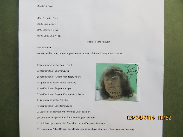 A 3/24/14 Brady Lake Village public records request.