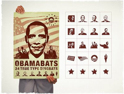 a collection of 24 highquality dingbats featuring Barack Obama and various 