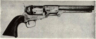 Col. E. C. Grier’s brass-framed .36 Army pistol made at Griswoldville, Ga., was rugged and sturdy supplement to firepower of Southern chivalry. Factory was among most reliable producers in South in spite of harassment and eventual destruction by Kilpatrick’s cavalry.