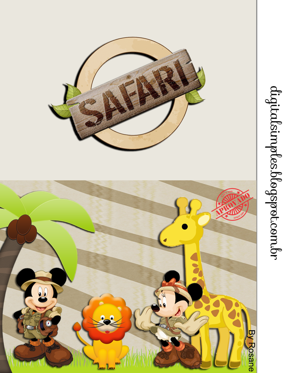 Etiquetas de Mickey y Minnie de Safari para imprimir gratis. 